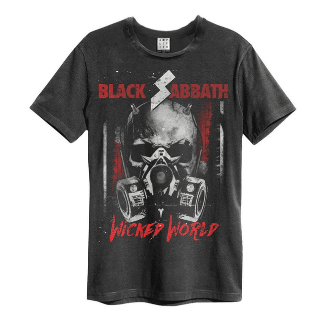 Black Sabbath Wicked World Amplified Vintage Charcoal T-Shirt
