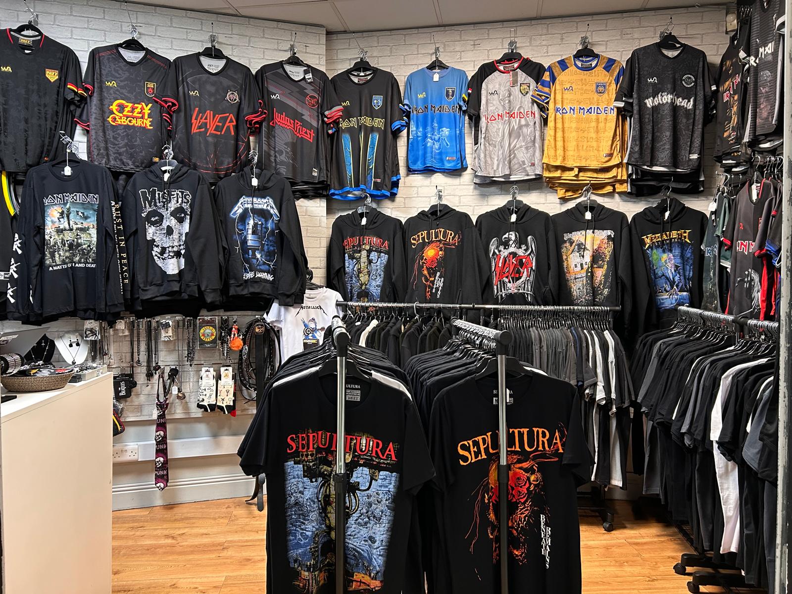 Jerseys and t-shirts on display at Rock Shop Limerick